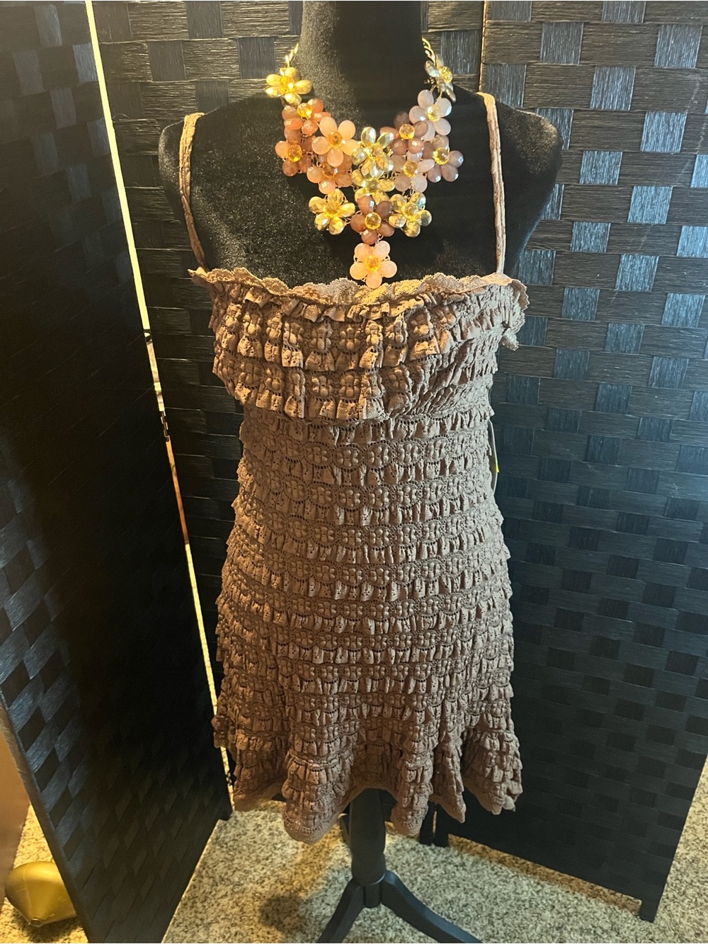 No Boundaries Brown Strapless Smocked Dress